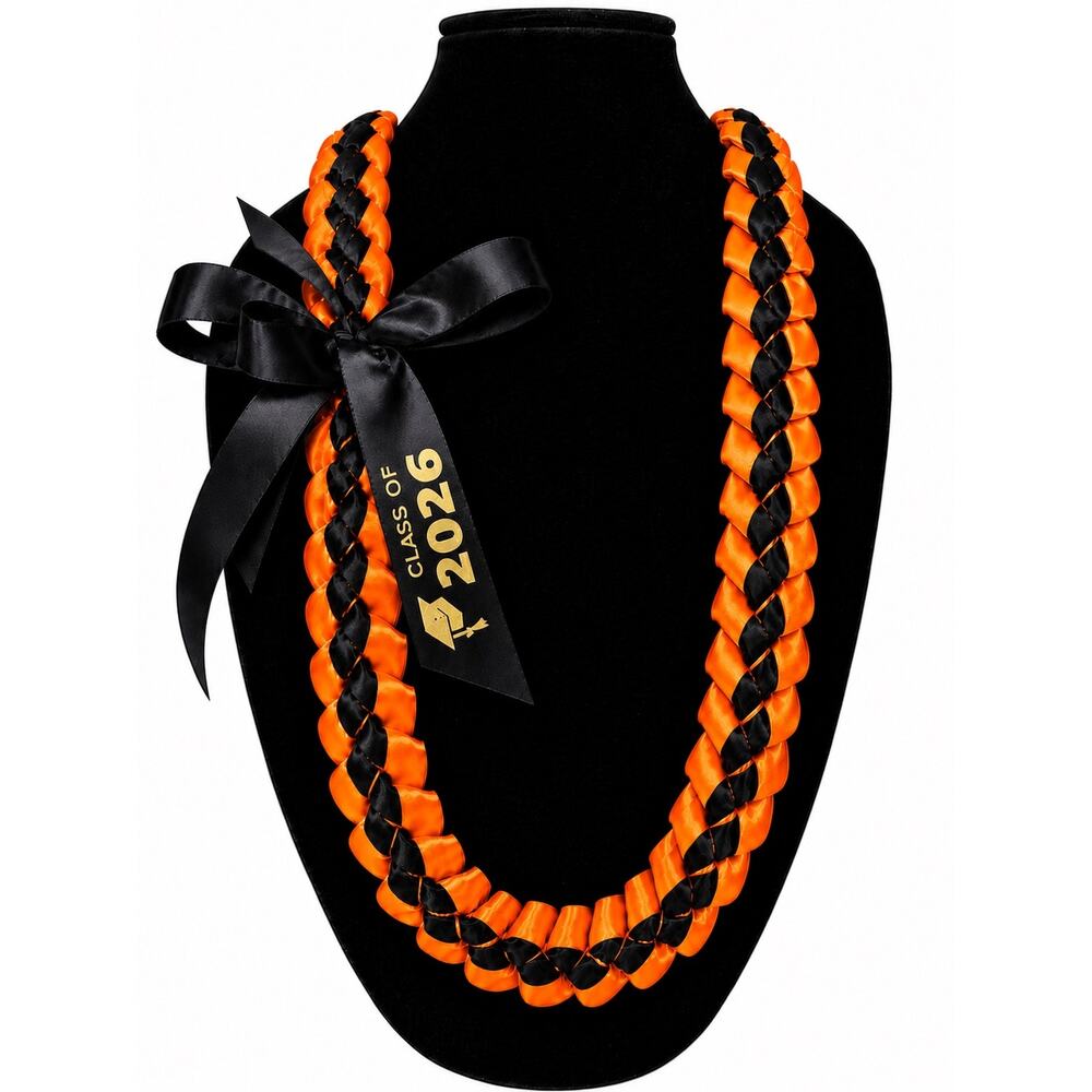 Columbia Blue and Black  Graduation Lei Class of 2026 - Keepsake gift